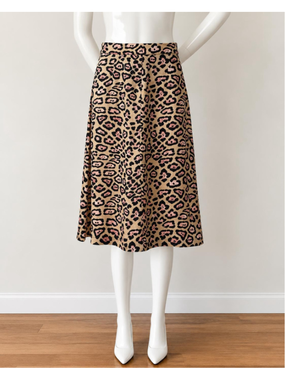 Givenchy Silk Leopard Print A-Line Midi Skirt Italy Size S